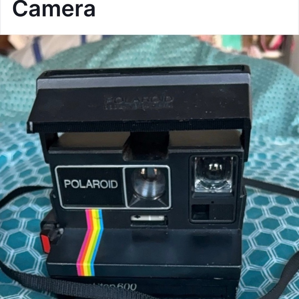 Polaroid Black Camera with Rainbow Stripe